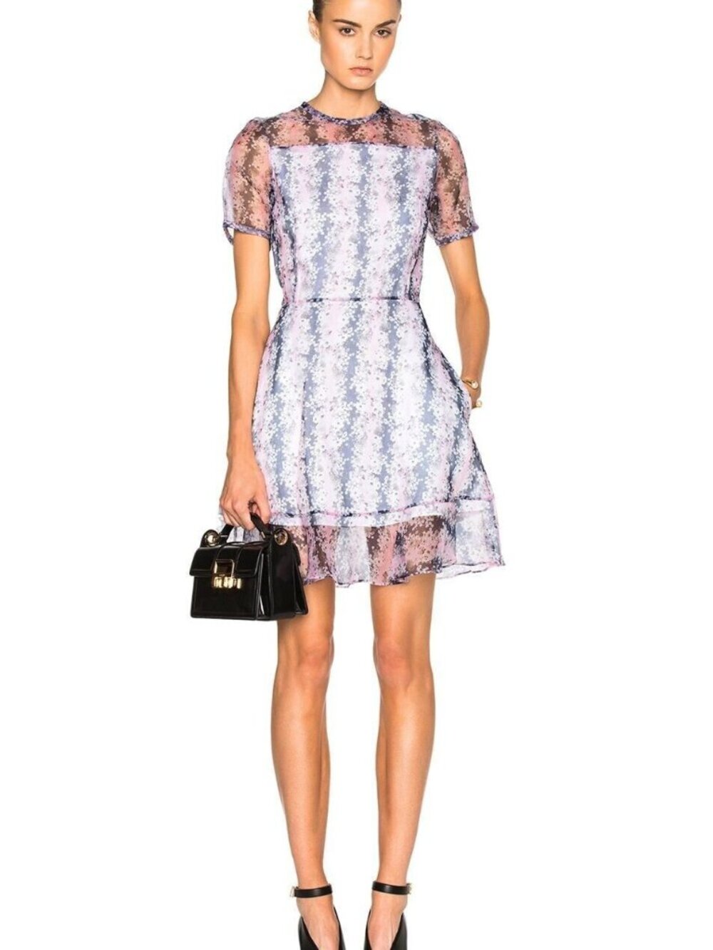 NWT CARVEN Silk Organza Flare Dress Rose Size US 10 /UK 12 Retail $850